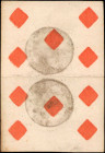 ITALY. 10 of Diamonds Playing Card with Coin Impression, 1770. Very Fine.

An impression of a 1765 Gold Ruspone (3 Zecchini) is found on this ten of d...