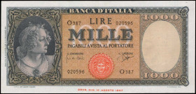 ITALY. Banca D'Italia. 1000 Lire, 1947. P-88d. Extremely Fine.

Estimate: $75.00-$150.00