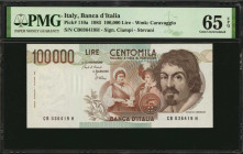 ITALY. Banca D'Italia. 100,000 Lire, 1983. P-110a. PMG Gem Uncirculated 65 EPQ.

Estimate: $75.00-$150.00