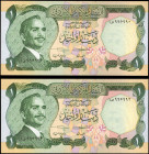 JORDAN. Lot of (2). Central Bank of Jordan. 1 Dinar, ND (1975-1992). P-18. Uncirculated.

A nearly consecutive pair of 1 Dinar notes.

Estimate: $25.0...