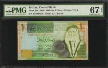 JORDAN. Central Bank of Jordan. 1 Dinar, 2009. P-34e. PMG Superb Gem Uncirculated 67 EPQ.

Printed by TDLR. Watermark of S.H. ibn Ali.

Estimate: $25....