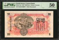 KOREA. Central Bank. 100 Won, 1947. P-11a. PMG About Uncirculated 50.

Estimate: $150.00-$250.00