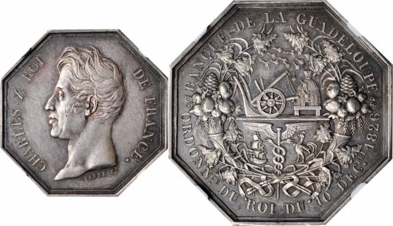 GUADELOUPE. Bank of Guadeloupe. Silver Jeton, 1826. Charles X. NGC MS-61.

Lec-3...