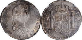 GUATEMALA. 4 Reales, 1815/4-NG M. Nueva Guatemala Mint. Ferdinand VII. NGC AU-58.

KM-68; Cal-Type 262#1049. A boldly struck coin,  SCARCE  in this st...