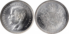 GUATEMALA. 2 Reales, 1867-R. Nueva Guatemala Mint. PCGS MS-64.

KM-142. An attractive and blast white coin with radiant frosty luster.

Estimate: $100...