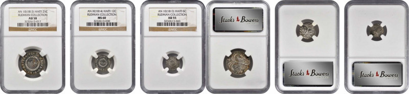 HAITI. Trio of Silver Minors (3 Pieces), 1813 & 1814. All NGC Certified.

1) 25 ...