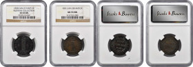 HAITI. Pair of 2 Centimes (2 Pieces), 1830-31. Both NGC Certified.

KM-A22:
1) AN 27 / 1830. EF-45. Ex. Rudman Collection.
2) AN 28 / 1831. AU-55 Brow...