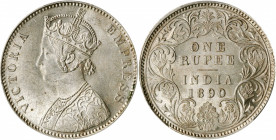 INDIA. British India. Rupee, 1890-C. Calcutta Mint. Victoria. PCGS MS-63 Gold Shield.

KM-492; S&W-6.112. A handsome, well struck Rupee, bursting with...