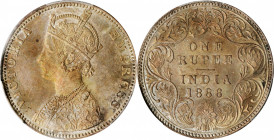 INDIA. British India. Rupee, 1886-B. Bombay Mint. Victoria. PCGS MS-62 Gold Shield.

KM-492; S&W-6.93. A pleasing, sharply struck Rupee with bold, mot...