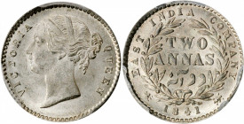INDIA. British India. 2 Annas, 1841-(C). Calcutta Mint. Victoria. PCGS MS-64 Gold Shield.

KM-460.2; S&W-3.62; Prid-121. An attractive little near-Gem...