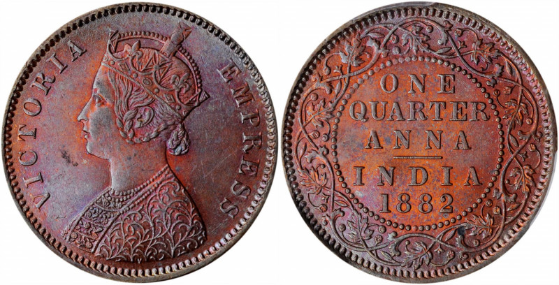 INDIA. British India. 1/4 Anna, 1882-C. Calcutta Mint. Victoria. PCGS MS-64 Brow...