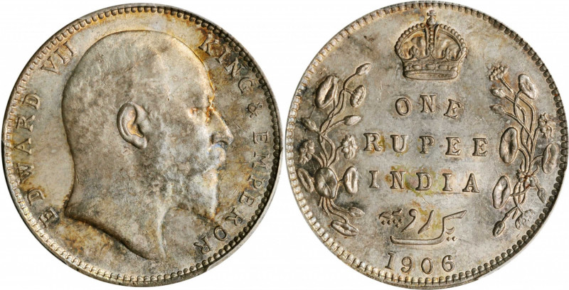 INDIA. British India. Rupee, 1906-B. Bombay Mint. PCGS MS-63 Gold Shield.

KM-50...