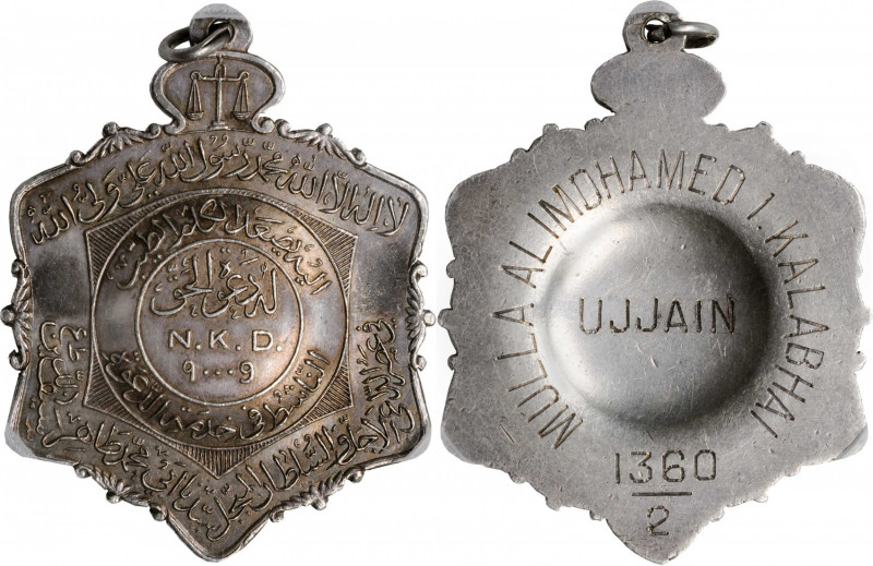 INDIA. Ujjain Silver Medal, Dated AH 1360 Year 2 (1912). PCGS SPECIMEN-61 Gold S...