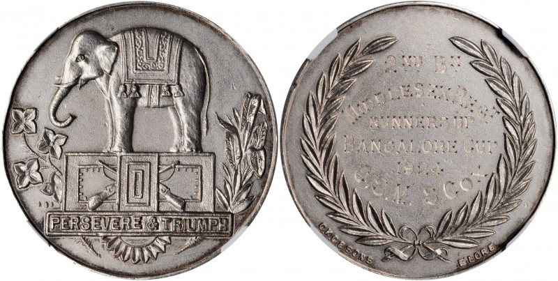 INDIA. Preserve & Triumph Silver Award Medal, 1924. NGC MS-62.

Diameter: 40 mm,...