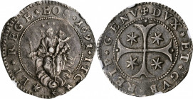 ITALY. Genoa. 1/2 Scudi, 1691-ITC. NGC EF Details--Scratches.

KM-81.1; MIR-297/41. A crudely struck but well detailed coin, with strong dark gray ton...