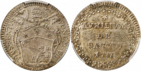 ITALY. Papal States. Grosso, 1777 Year III. Rome Mint. Pius VI. PCGS MS-64 Gold Shield.

KM-1033. A pleasing Grosso with original surfaces, subtle fro...