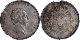 ITALY. Sardinia. 5 Lire, 1827-L. Turin Mint. Carlo Felice. NGC MS-61.

KM-116.1. A boldly struck coin with subtle luster and an even, dark brown patin...