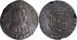 ITALY. Savoy. 1/2 Lira, 1652. Torino Mint. Carlo Emanuelle II. NGC VF Details--Obverse Damage.

KM-232. Weight: 7.62 gms. A decently struck but worn c...