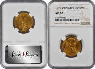 ITALY. Vatican City. 100 Lire, 1929 Year-VIII. NGC MS-62.

Fr-283; KM-9. Pius XI. A brilliant Proof with hard mirrored fields and frosted cameo device...