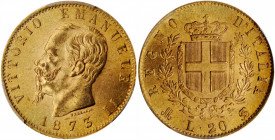 ITALY. 20 Lire, 1873-M BN. Milan Mint. Vittorio Emanuele II. PCGS MS-63+ Gold Shield.

Fr-13; KM-10.3. An exquisite specimen that showcases frosty rot...