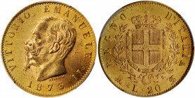 ITALY. 20 Lire, 1873-M BN. Milan Mint. Vittorio Emanuele II. PCGS MS-63 Gold Shield.

Fr-13; KM-10.3. Highly lustrous and boasting exceptionally clean...