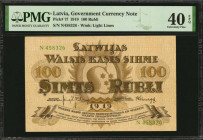 LATVIA. Government Currency Note. 100 Rubli, 1919. P-7f. PMG Extremely Fine 40 EPQ.

Estimate: $200.00-$300.00