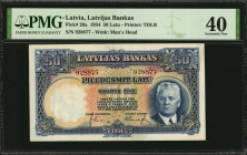 LATVIA. Latvijas Bankas. 50 Latu, 1934. P-20a. PMG Extremely Fine 40.

Estimate: $50.00-$100.00