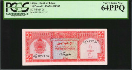 LIBYA. Bank of Libya. 1/4 Pound, 1963. P-28. PCGS Currency Very Choice New 64 PPQ.

Estimate: $200.00-$400.00