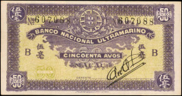 MACAU. Banco Nacional Ultramarino. 50 Avos, ND. P-21. Very Fine.

Estimate: $100.00-$200.00