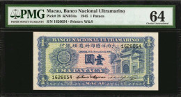 MACAU. Banco Nacional Ultramarino. 1 Pataca, 1945. P-28. PMG Choice Uncirculated 64.

Bright blue and uncirculated.

Estimate: $75.00-$150.00