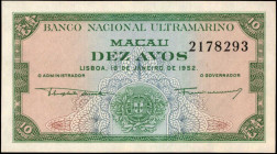 MACAU. Banco National Ultramarino. 10 Avos, 1952. P-42. Uncirculated.

Estimate: $100.00-$200.00