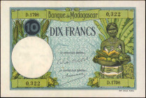 MADAGASCAR. Banque de Madagascar. 10 Francs, ND (1937-48). P-36. Very Fine.

Minor Rust is noticed.

Estimate: $20.00-$40.00