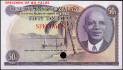 MALAWI. Reserve Bank of Malawi. 50 Tambala, 1964. P-9cts. Color Trial Specimen. Uncirculated.

Estimate: $75.00-$100.00