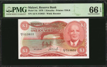 MALAWI. Reserve Bank of Malawi. 1 Kwacha, 1979. P-14c. PMG Gem Uncirculated 66 EPQ.

Estimate: $150.00-$250.00