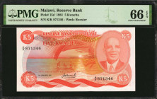 MALAWI. Reserve Bank of Malawi. 5 Kwacha, 1981. P-15d. PMG Gem Uncirculated 66 EPQ.

Estimate: $200.00-$400.00