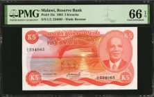 MALAWI. Reserve Bank of Malawi. 5 Kwacha, 1983. P-15e. PMG Gem Uncirculated 66 EPQ.

Estimate: $200.00-$400.00