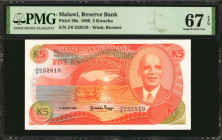 MALAWI. Reserve Bank of Malawi. 5 Kwacha, 1986. P-20a. PMG Superb Gem Uncirculated 67 EPQ.

Estimate: $125.00-$250.00