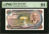 MALAWI. Reserve Bank of Malawi. 10 Kwacha, 1986. P-21a. PMG Choice Uncirculated 64 EPQ.

Estimate: $125.00-$250.00