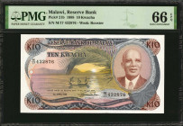 MALAWI. Reserve Bank of Malawi. 10 Kwacha, 1988. P-21b. PMG Gem Uncirculated 66 EPQ.

Estimate: $125.00-$250.00