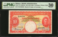MALAYA. Board of Commissioners of Currency. 10 Dollars, 1941 (ND 1945). P-13. PMG Very Fine 30.

A popular Waterlow and Sons design.

Estimate: $300.0...