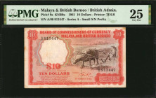 MALAYA AND BRITISH BORNEO. Board of Commissioners of Currency Malaya & British Borneo. 10 Dollars, 1961. P-9a. PMG Very Fine 25.

Estimate: $300.00-$5...