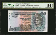 MALAYSIA. Bank Negara Malaysia. 50 Ringgit, ND (1983-84). P-23. PMG Choice Uncirculated 64 EPQ.

Printed by TDLR. Signature of A.A. Taha. Nearly gem w...