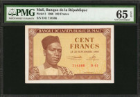 MALI. Banque de la Republique du Mali. 100 Francs, 1960. P-2. PMG Gem Uncirculated 65 EPQ.

Fully original with great centering.

Estimate: $100.00-$2...