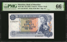 MAURITIUS. Bank of Mauritius. 5 Rupees, ND (1967). P-30b. PMG Gem Uncirculated 66 EPQ.

Estimate: $100.00-$200.00