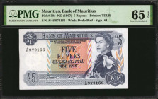 MAURITIUS. Bank of Mauritius. 5 Rupees, ND (1967). P-30c. PMG Gem Uncirculated 65 EPQ.

Estimate: $50.00-$100.00