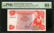 MAURITIUS. Bank of Mauritius. 10 Rupees, ND (1967). P-31c. PMG Gem Uncirculated 65 EPQ.

Estimate: $75.00-$125.00