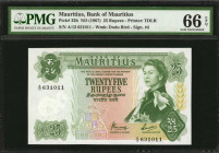 MAURITIUS. Bank of Mauritius. 25 Rupees, ND (1967). P-32b. PMG Gem Uncirculated 66 EPQ.

Estimate: $150.00-$200.00