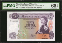 MAURITIUS. Bank of Mauritius. 50 Rupees, ND (1967). P-33c. PMG Gem Uncirculated 65 EPQ.

Estimate: $200.00-$300.00