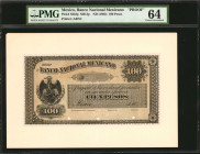 MEXICO. Banco Nacional Mexicano. 100 Pesos, ND (1882). P-S253p. Proof. PMG Choice Uncirculated 64.

Printed by ABNC. Eagle with snake at left and orna...