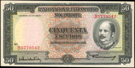 MOZAMBIQUE. Banco Nacional Ultramarino. 50 Escudos, 1958. P-106. Uncirculated.

Estimate: $75.00-$125.00